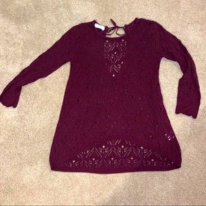 Crocheted look hi/low sweater
